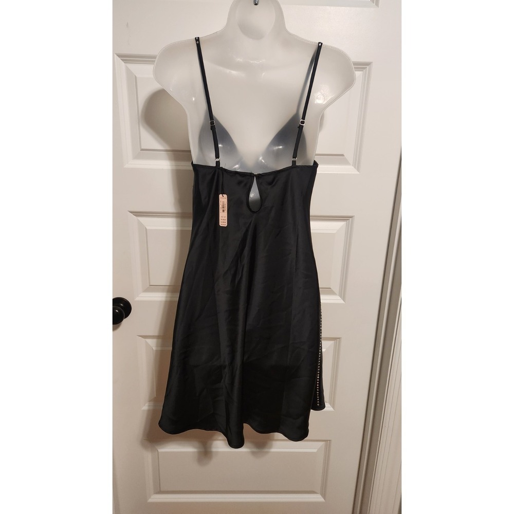 Victoria's Secret Dream Angels Black Satin & Rhinestone Slip Nightgown XS Y2K - Picture 6 of 13